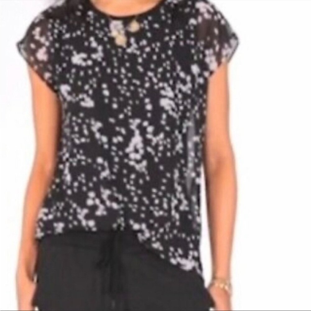 CAbi Cosmos Night Sky Black and White Top Blouse Style 3597 Size Small